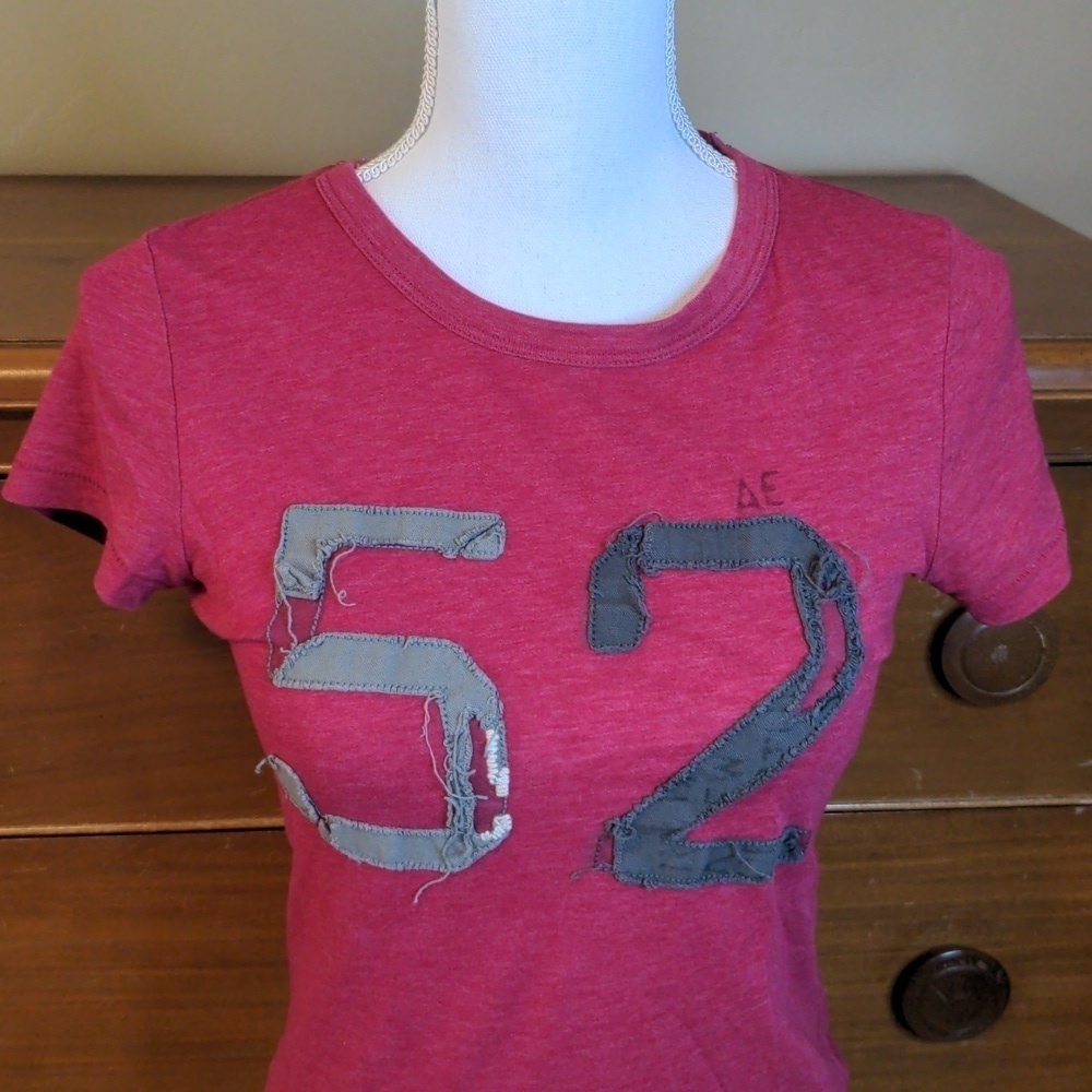 American Eagle Outfitters Y2K Distressed Jersey Collegiate T-shirt